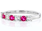 Red Lab Created Ruby Platinum Over Sterling Silver Ring 0.82ctw