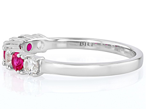 Red Lab Created Ruby Platinum Over Sterling Silver Ring 0.82ctw