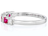 Red Lab Created Ruby Platinum Over Sterling Silver Ring 0.82ctw