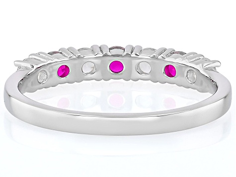 Red Lab Created Ruby Platinum Over Sterling Silver Ring 0.82ctw
