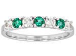 Lab Created Emerald Platinum Over Sterling Silver Ring 0.77ctw