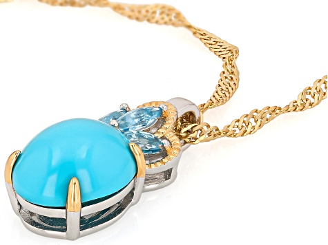 Amazing jewelry様 Sleeping Beauty Turquoise Rhodium & 18K Yellow Gold Over Silver