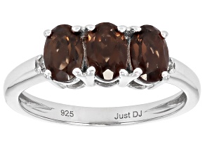 Brown Smoky Quartz Rhodium Over Sterling Silver Ring 1.09ctw