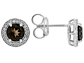 Smoky Quartz Rhodium Over Sterling Silver Earrings 1.52ctw