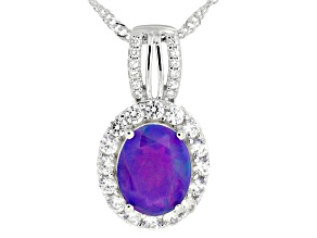Purple Ethiopian Opal Rhodium Over Sterling Silver Pendant with Chain 2.16ctw