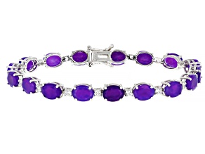 Purple Ethiopian Opal Rhodium Over Sterling Silver Tennis Bracelet 14.28ctw