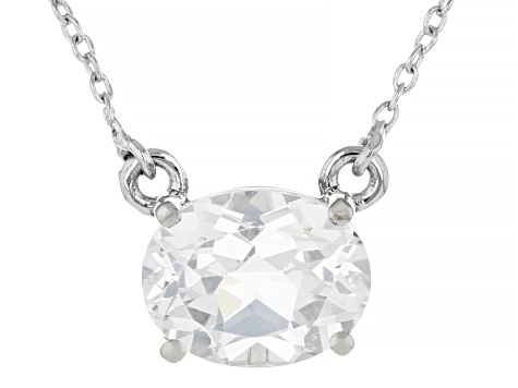 White Lab Created Sapphire Platinum Over Sterling Silver Necklace 2.55ct