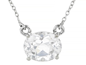 White Lab Created Sapphire Platinum Over Sterling Silver Necklace 2.55ct