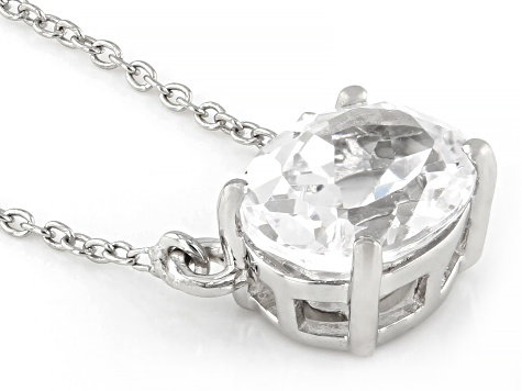White Lab Created Sapphire Platinum Over Sterling Silver Necklace 2.55ct