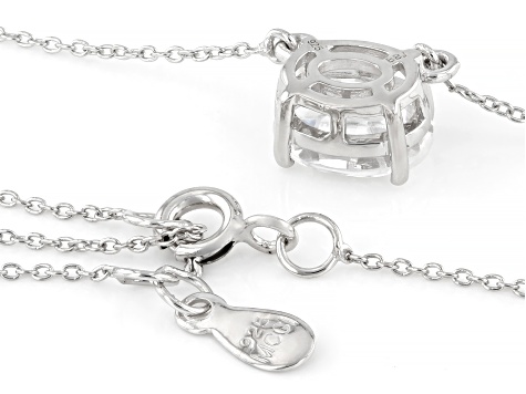 White Lab Created Sapphire Platinum Over Sterling Silver Necklace 2.55ct