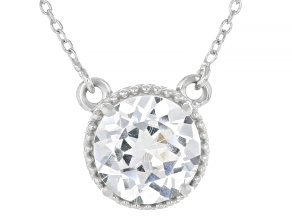 White Lab Created Sapphire Platinum Over Sterling Silver Necklace 2.12ct