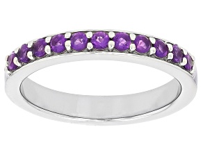 Purple Amethyst Platinum Over Sterling Silver Double Band Ring 0.31ctw