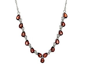 Red Garnet Rhodium Over Sterling Silver 18" Necklace 6.11ctw