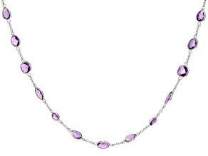 Purple Amethyst Rhodium Over Sterling Silver Necklace 8.87ctw