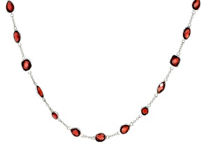 Red Garnet Rhodium Over Sterling Silver Necklace 10.30ctw