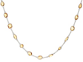 Yellow Citrine Rhodium Over Sterling Silver 18" Necklace 8.33ctw