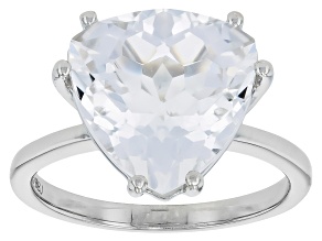 Honeycomb Cut Crystal Quartz Rhodium Over Sterling Silver Ring 4.50ct