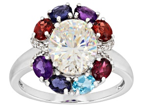 White Strontium Titanate Rhodium Over Sterling Silver Ring 4.56ctw