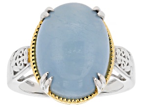 Dreamy Aquamarine Rhodium and 18k Yellow Gold Over Sterling Silver Ring