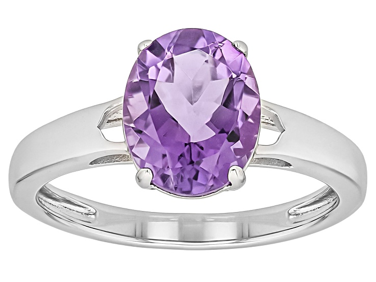 Purple Canela Amethyst Rhodium Over Sterling Silver Ring 1.95ct