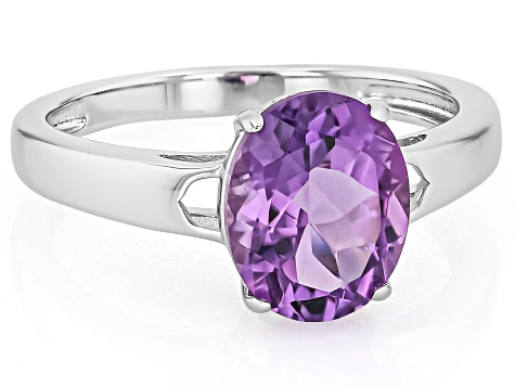 Purple Canela Amethyst Rhodium Over Sterling Silver Ring 1.95ct