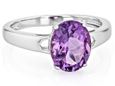 Purple Canela Amethyst Rhodium Over Sterling Silver Ring 1.95ct