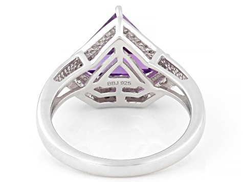 Purple Canela Amethyst Rhodium Over Sterling Silver Ring 3.62ctw