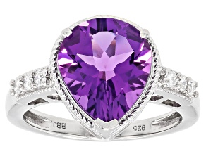 Purple Canela Amethyst Rhodium Over Sterling Silver Ring 3.60ctw