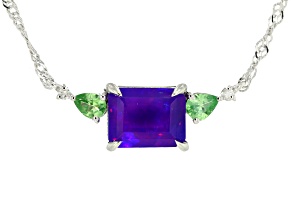 Purple Ethiopian Opal Rhodium Over Sterling Silver Pendant with Chain 1.54ctw