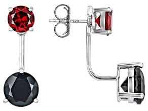 Red Garnet Rhodium Over Sterling Silver Earring Jacket Set 8.75ctw