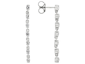 White Lab Created Sapphire Rhodium Over Sterling Silver Earrings 1.21ctw