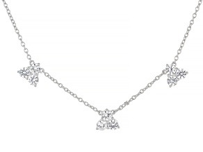 White Lab Created Sapphire Rhodium Over Sterling Silver Necklace 2.30ctw