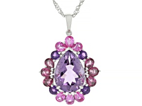 Purple Canela Amethyst Rhodium Over Sterling Silver Pendant with Chain 6.39ctw