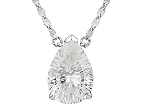 Concave Cut Lab Created White Sapphire Rhodium Over Sterling Silver Necklace 5.52ct