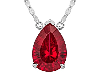 Picture of Concave Cut Lab Created Ruby Rhodium Over Sterling Silver Necklace 5.52ct