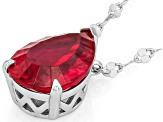 Concave Cut Lab Created Ruby Rhodium Over Sterling Silver Necklace 5.52ct