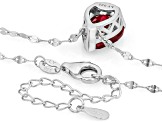 Concave Cut Lab Created Ruby Rhodium Over Sterling Silver Necklace 5.52ct