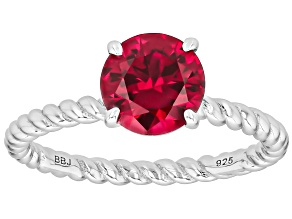 Red Lab Created Ruby Rhodium Over Sterling Silver Ring 2.04ct