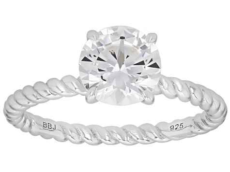 White Lab Created Sapphire Rhodium Over Sterling Silver Ring 2.04ctw ...