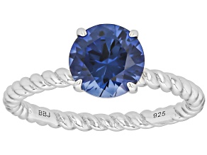Blue Lab Created Sapphire Rhodium Over Sterling Silver Ring 1.62ct