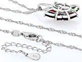 Red Garnet with Green Chrome Diopside Rhodium Over Sterling Silver Pendant with Chain 3.18ctw