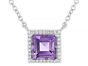 Canela Amethyst With White Zircon Rhodium Over Sterling Silver Necklace 2.14ctw