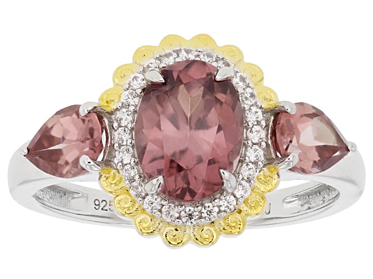 Blush Zircon Rhodium & 18k Gold Over Sterling Silver Ring 2.55ctw