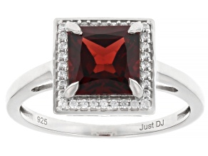 Red Garnet With White Zircon Platinum Over Sterling Silver Ring 1.84ctw