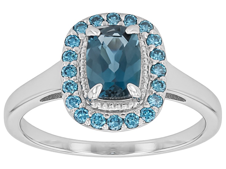 London Blue Topaz with Blue Lab-Grown Diamond Rhodium Over