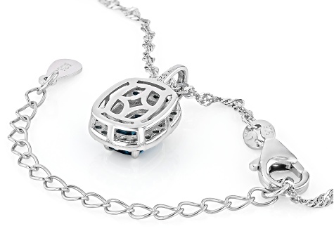 London Blue Topaz & Blue Lab Grown Diamond Rhodium Over Sterling