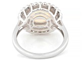 White Ethiopian Opal with White Zircon Rhodium Over Sterling Silver Ring 1.60ctw