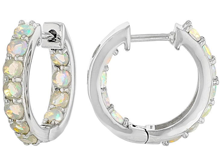 White Ethiopian Opal Rhodium Over Sterling Silver Earrings 1.49ctw