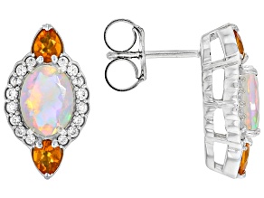 White Ethiopian Opal Rhodium Over Sterling Silver Earrings 2.06ctw