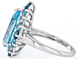 Sky Blue Topaz Rhodium Over Sterling Silver Ring 7.40ctw
